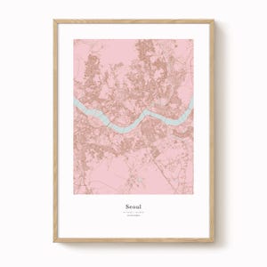 Impression de carte de Séoul - Art mural minimaliste moderne, affiche de la ville de Séoul, décoration de carte urbaine
