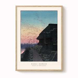 Hasui Kawase - Sunset Morigasaki: Vintage Japanese Woodblock Print