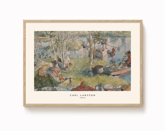 Crayfishing Art Print: Carl Larsson Swedish Summer Scene