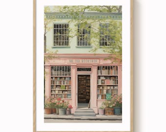 Old Bookshop Art Print: Vintage Inspired Travel Poster