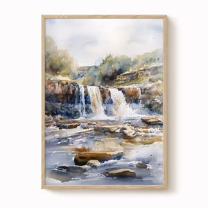 Aysgarth Falls, stampa acquerello astratta, arte acquerello, stampa artistica del paesaggio, stampa acquerello, natura, arte cascata, Yorkshire, rurale