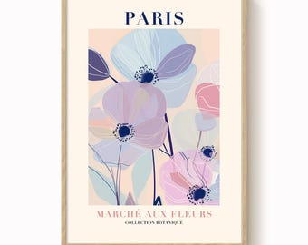Paris Flower Market Print: Floral Botanical Art