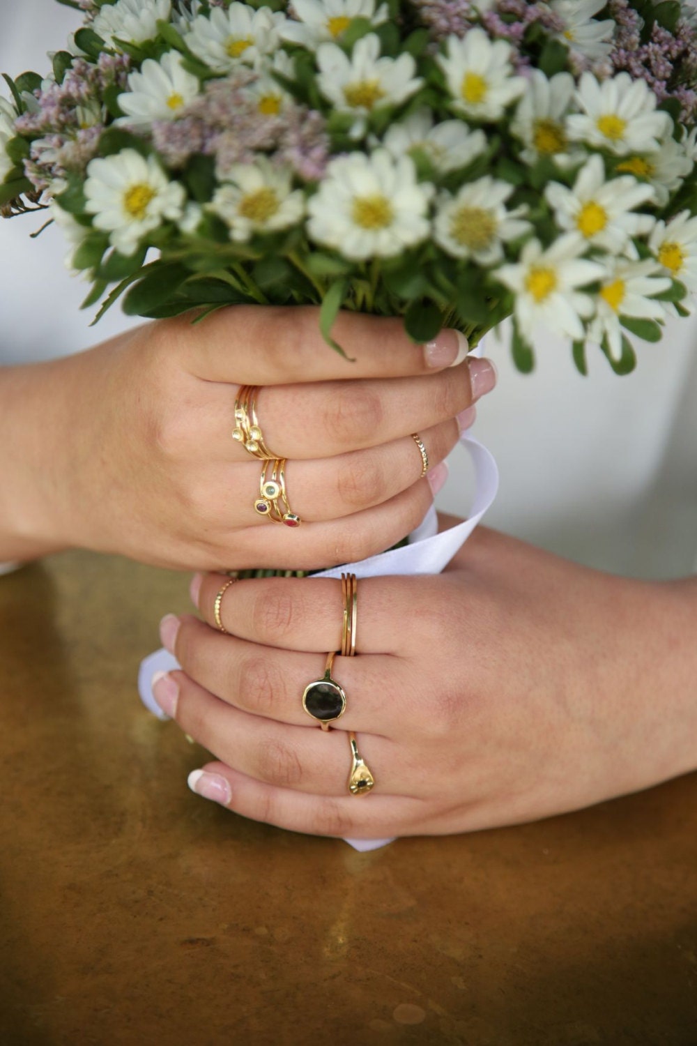 Large Round Statement Ring Inlaid With Colorful Enamel 14K Etsy