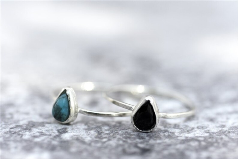Unique Stacking Ring Stone Stacking Ring Thin Stackable Ring Ring for Women Teardrop Solitaire Ring Teardrop Ring Silver Stacking Ring
