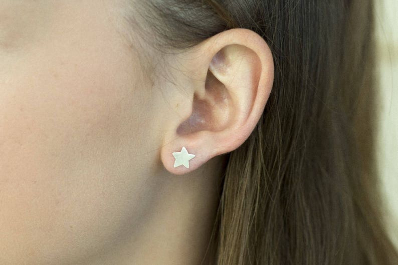 Star Earrings Star Posts Tiny Stud Earrings Unique 14K  9K Gold Earrings Gold Post Earrings Dainty Gold Studs Gold Star Earrings