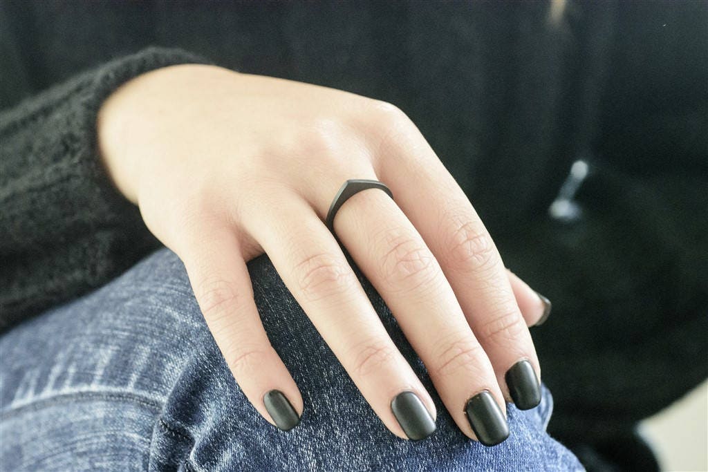 Black Ring Unique Stacking Ring Statement Stackable Ring | Etsy