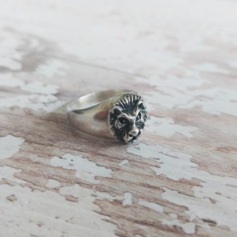 Lion Ring Lion Pinky Ring Gold / Silver Ring Unisex Etsy