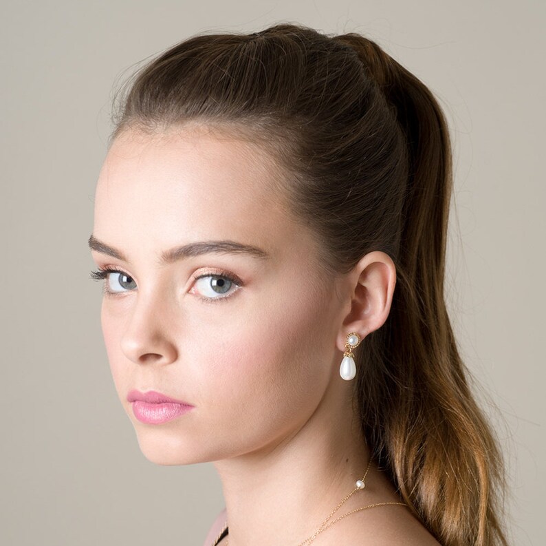 Bridal Pearl Earrings Teardrop pearl earrings Wedding Etsy