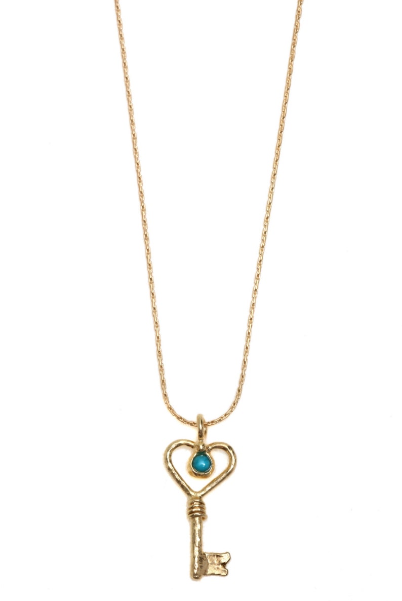 14K Gold Filled 14K Gold plated or Silver necklace with heart key pendent Statement necklace with small heart key pendent