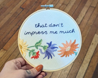 Hand embroidered hoop art - Shania Twain lyrics