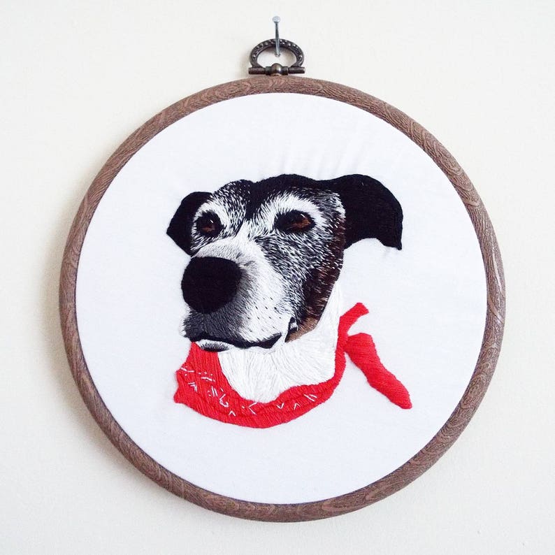 Large Custom Embroidered Pet Portrait Embroidered Hoop Art Etsy