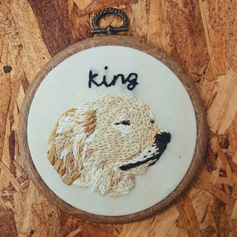 Large Custom Embroidered Pet Portrait Embroidered Hoop Art Etsy