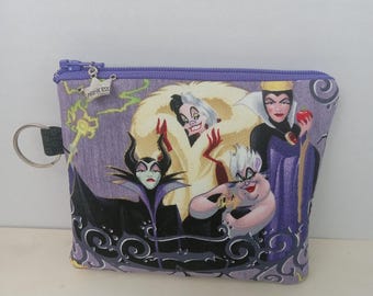 Disney Villains Coin Purse | Handmade Zippered Cotton Pouch