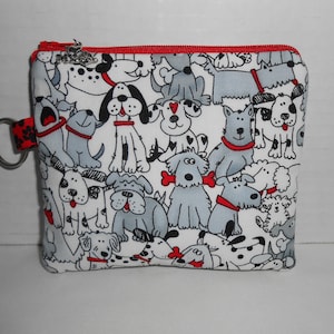 Handmade Puppy Dog Fabric Coin Purse: Zippered Card Holder