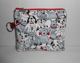 Handmade Puppy Dog Fabric Coin Purse: Zippered Card Holder