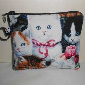 Kitten Fabric Coin Purse: Handmade Card Holder with Key Chain