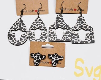 Cow teardrop earring,  Cow eartag earring, and cow stud earring SVG and DXF file only