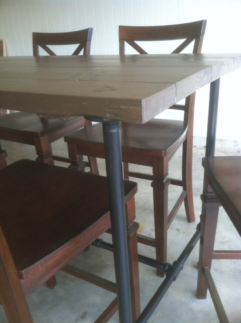 Industrial Pipe Leg Dining Table Counter Height Etsy