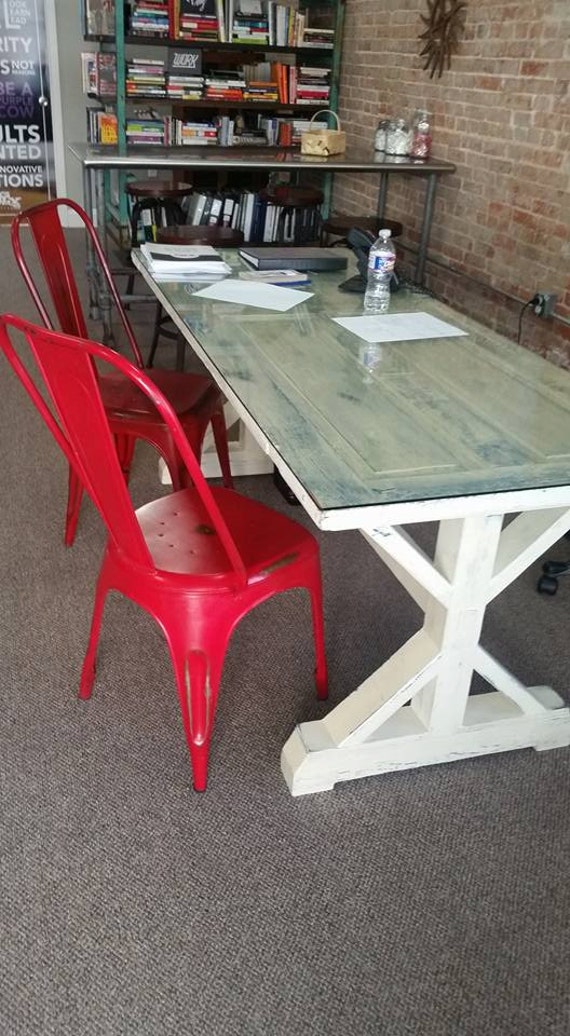 Reclaimed Door Table Louisiana X Base Etsy