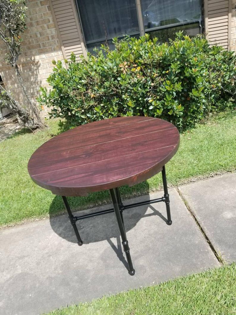 Industrial Pipe Leg Round Dining Table 36 Etsy