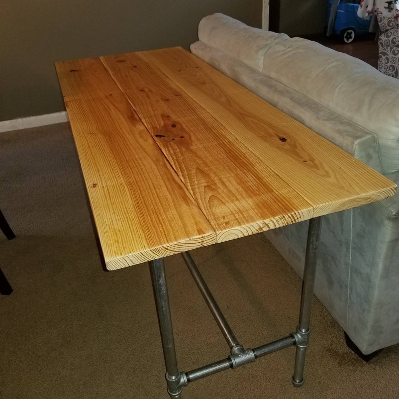 Industrial Pipe Leg Planked Dining Table Etsy