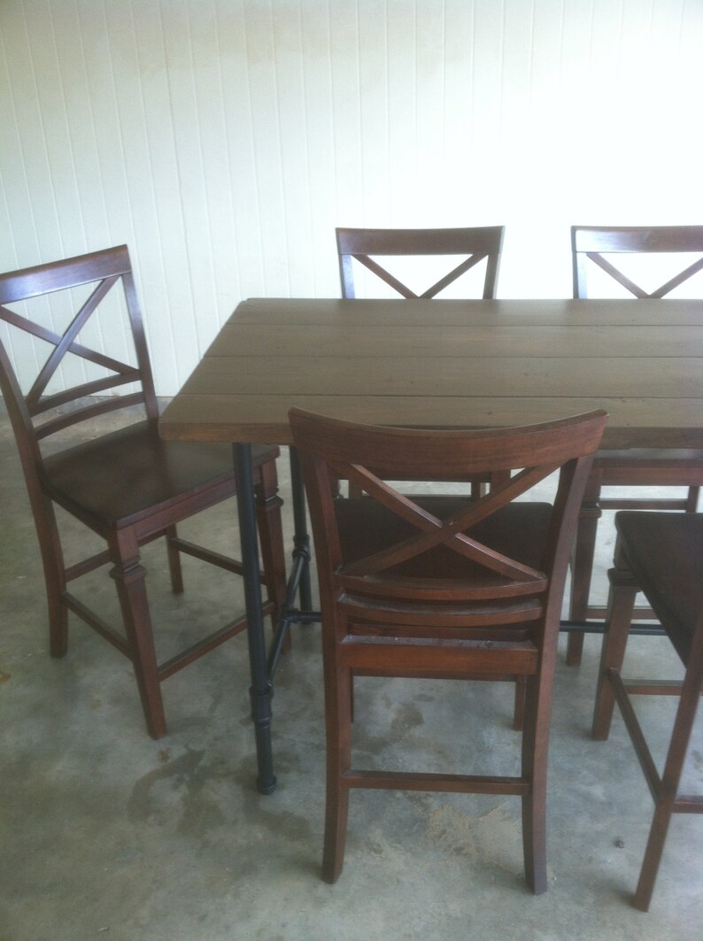 Industrial Pipe Leg Dining Table Counter Height Etsy