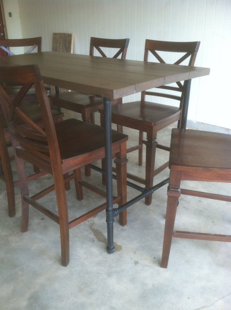 Industrial Pipe Leg Dining Table Counter Height Etsy