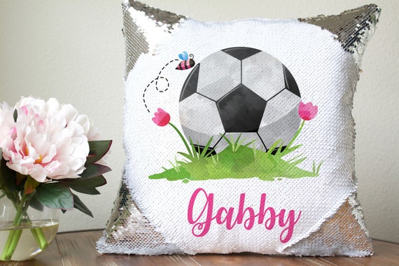 Personalized Soccer Sequin Pillow Soccer Gifts For Girls Etsy
