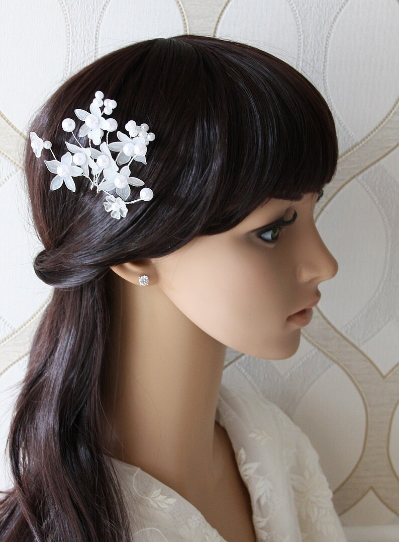 Set of 2 Bridal Hair Pins Pearl Flower Hair Pins Wedding Etsy