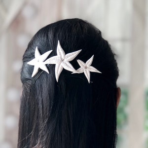 Bridal Hair Pins, 3 Starfish Hair Pins, Beach Wedding Hair Pins, Bridal Hair Accessories, Nautical Wedding Headpiece, Bridal Hair Pieces image 1