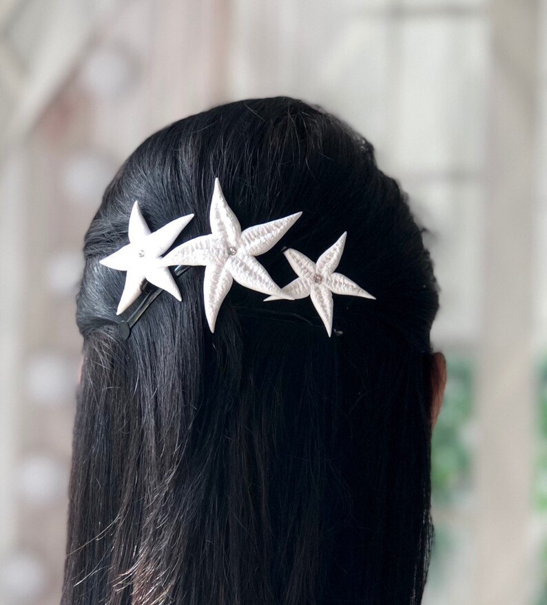 Bridal Hair Pins, 3 Starfish Hair Pins, Beach Wedding Hair Pins, Bridal Hair Accessories, Nautical Wedding Headpiece, Bridal Hair Pieces image 1