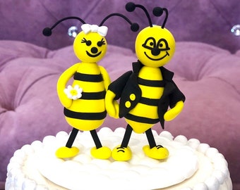 Cake Topper, Bee Cake Topper, Birthday Cake Topper With Bees, Figurine Wedding Cake Topper, Cute Cake Topper