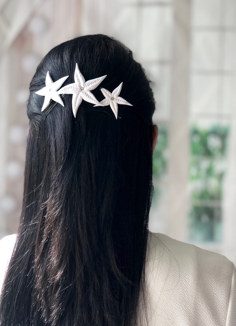 Bridal Hair Pins, 3 Starfish Hair Pins, Beach Wedding Hair Pins, Bridal Hair Accessories, Nautical Wedding Headpiece, Bridal Hair Pieces image 4