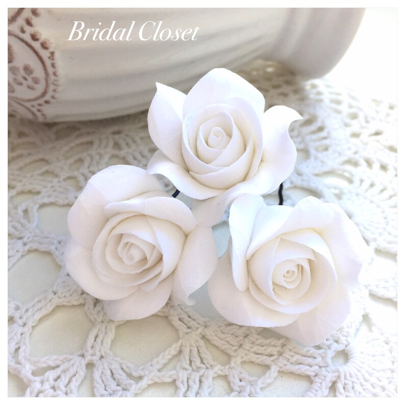 Bridal Hair Pins, SET Of 3 Hair Pins With Roses, Wedding Hair Pins, Bridal Hair Accessories, Wedding Headpiece, Bridal Hair Pieces, Hairpins image 5