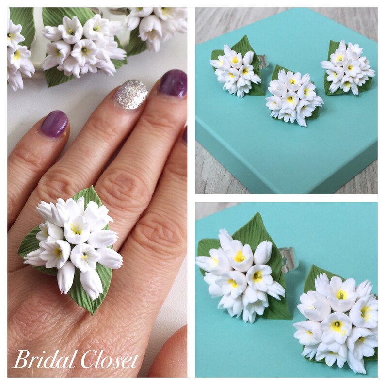 Statement Ring, Bridal Ring, Bridesmaids Ring, Bridesmaid Gift, Wedding Ring, Bridal Jewelry, Lily Of The Valley Ring, Statement Flower Ring image 3