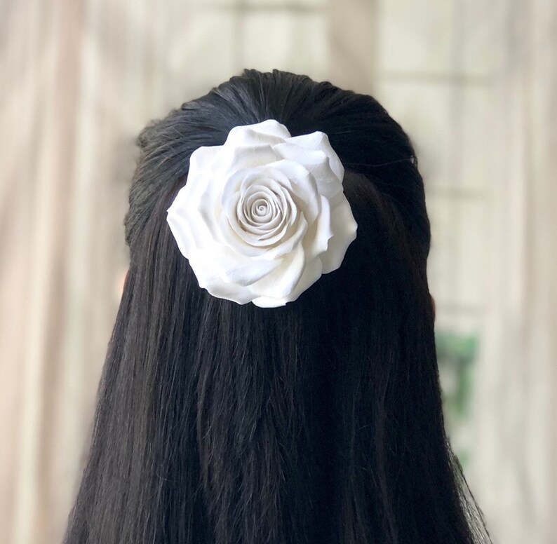 Wedding Hair Flower, Bridal Flower Pin, Large Rose Headpiece Bridal Fascinator, Bridal Hair Pin, Wedding Hair Accessories, Floral Hairpin image 2