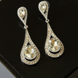 Bridal Earrings Crystal Long Wedding Earrings, Teardrop Crystal Earrings, Drop Dangle Earrings Crystal, Swarovski Crystal Earrings