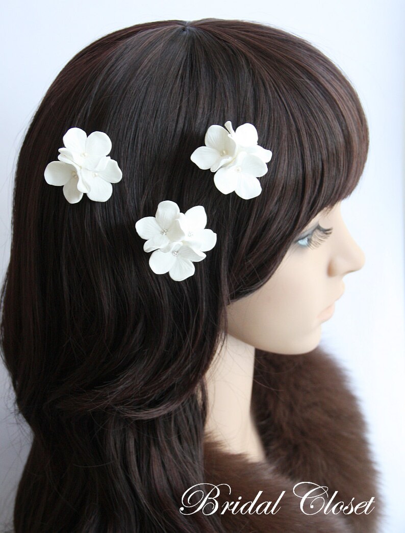 Bridal Hair Pins Blue Hydrangea Flower Hair Pins Bridesmaids Etsy