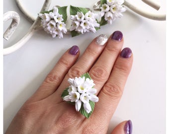 Statement Ring, Bridal Ring, Bridesmaids Ring, Bridesmaid Gift, Wedding Ring, Bridal Jewelry, Lily Of The Valley Ring, Statement Flower Ring