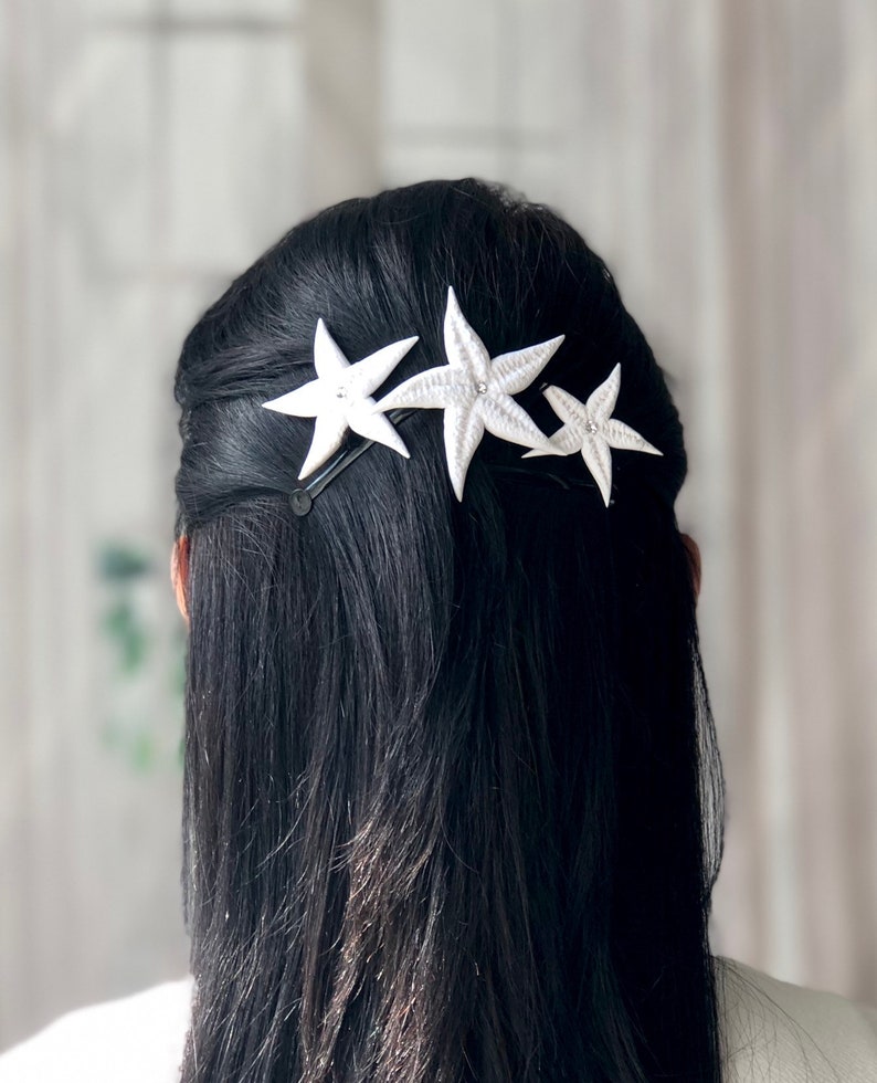 Bridal Hair Pins, 3 Starfish Hair Pins, Beach Wedding Hair Pins, Bridal Hair Accessories, Nautical Wedding Headpiece, Bridal Hair Pieces image 7