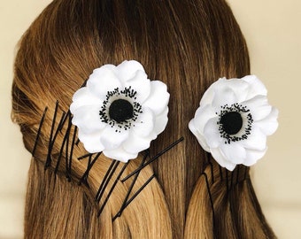 Bridal Fascinators, Bridal Hair Pins, Set Of 2 Anemones, Bridal Hair Pieces, Floral Hair Pins, Wedding Hair Accessories, Bridal Hair Flowers