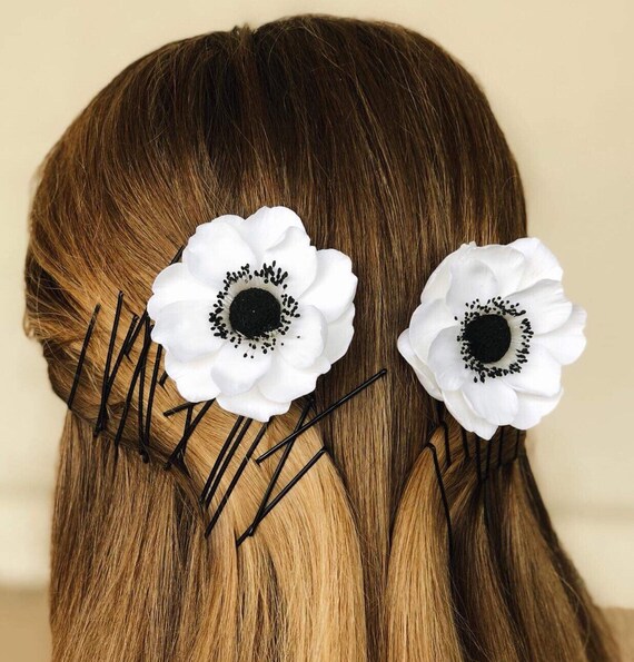 Bridal Fascinators Bridal Hair Pins Set Of 2 Anemones Etsy