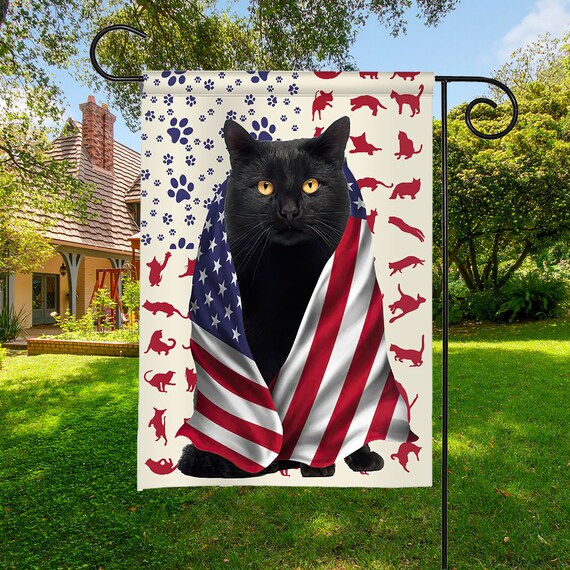 Black Cat Flag Black Cat American Flag America Black Cat - Etsy
