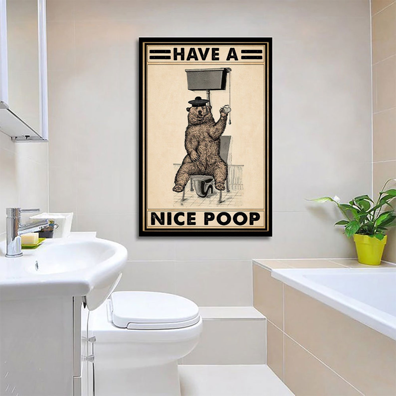 Bear Bathroom Poster Bear Have A Poop Toilet Poster Lovely Etsy