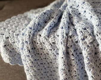 crochet baby blanket handmade baby blue