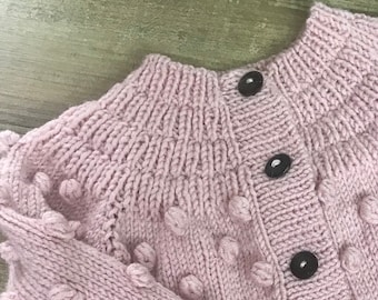 Popcorn baby cardigan pink baby girl cardigan baby sweater, baby gift, toddler popcorn sweater, girl sweater, boy sweater,