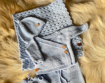 Baby Boy Coming Home Outfit: Cotton Blue Blanket Set, Personalized Keepsake Heirloom Gift