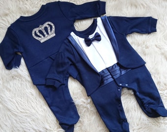 Newborn boy coming home outfit, king outfit, rhinestone bodysuit, newborn tuxedo, newborn boy king outfit, gift for newborn boy