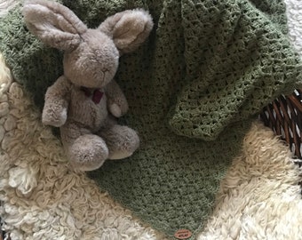 Forest Nursery Blanket: Organic Cotton Natural Fiber, Various Sizes, Sage Green Baby Gift