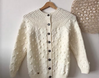 Popcorn cardigan - women cardigan popcorn sweater -  women gift, hand made, women popcorn sweater, adult knitted sweater, adult sweater